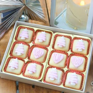 Beautiful Handmade Marzipan Gift Box - MUM Pink and White